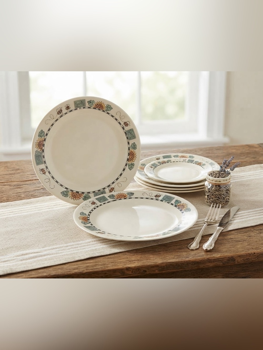 Vintage Corelle Sunblossoms 4 Pc Plate Set Made in USA
